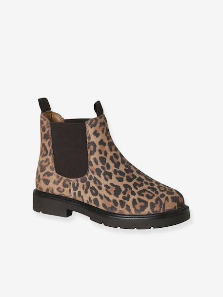 Boots fille en cuir à élastiques beige - vertbaudet enfant 