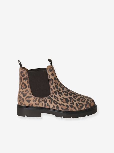 Boots fille en cuir à élastiques beige - vertbaudet enfant 