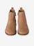 Leather Boots with Elastic, for Girls camel+gold+navy blue - vertbaudet enfant 