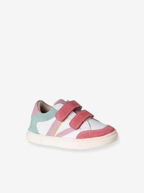 -Leather trainers with hook and loop tape for babies
