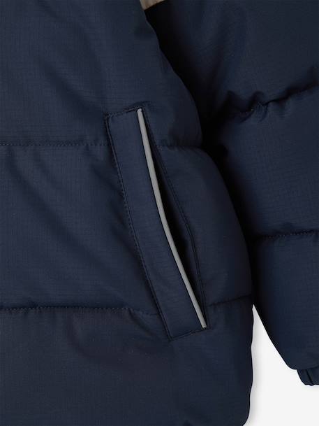 Hooded puffer jacket for boys blue+rust - vertbaudet enfant 