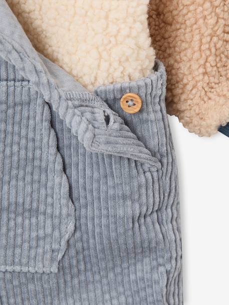 Dungarees and sherpa sweatshirt set for baby boys grey blue - vertbaudet enfant 