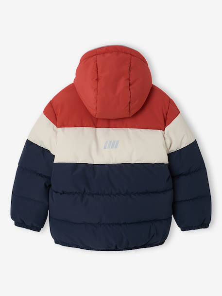 Hooded puffer jacket for boys blue+rust - vertbaudet enfant 
