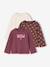 Lot de 3 t-shirts fille fantaisie manches longues anthracite+bleu grisé+corail+écru+indigo+mauve+rose - vertbaudet enfant 