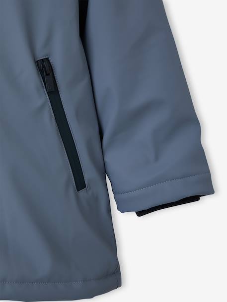 Raincoat with Hood & Sherpa Lining for Boys grey blue+night blue - vertbaudet enfant 