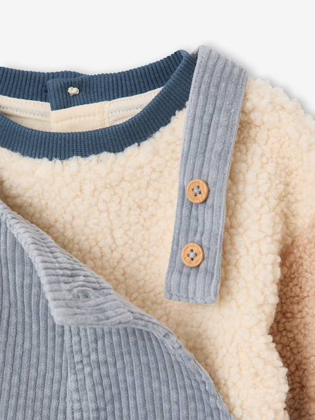 Dungarees and sherpa sweatshirt set for baby boys grey blue - vertbaudet enfant 