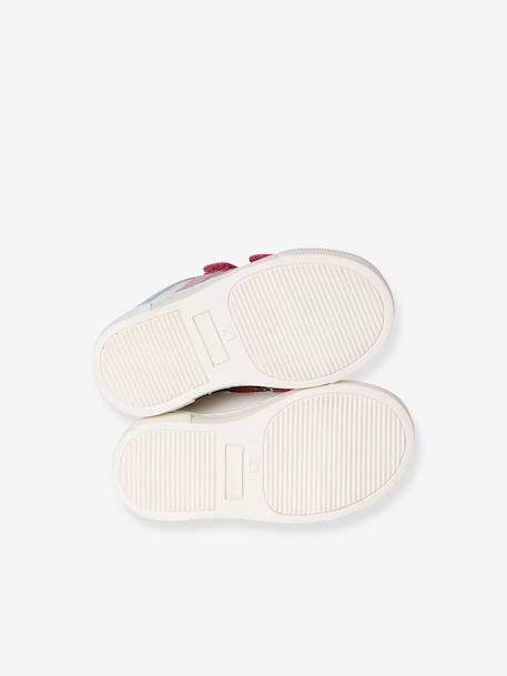 Leather trainers with hook and loop tape for babies set purple+set white - vertbaudet enfant 