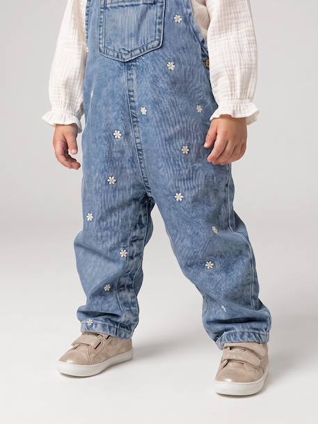 Denim dungarees for baby girls stone - vertbaudet enfant 