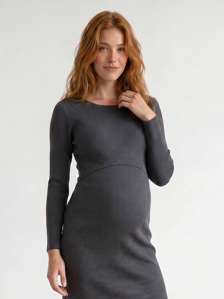 Maternity and nursing dress anthracite - vertbaudet enfant 