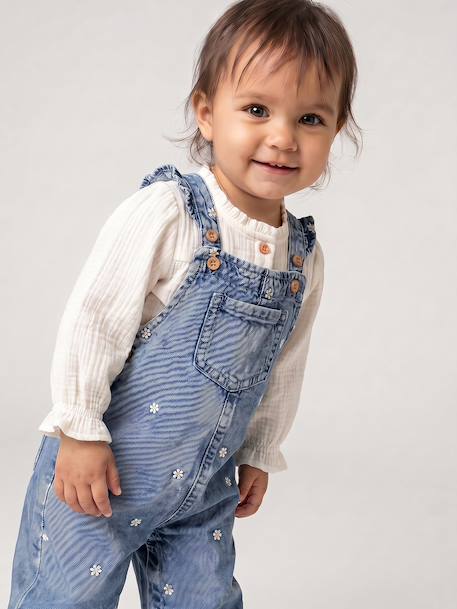 Denim dungarees for baby girls stone - vertbaudet enfant 