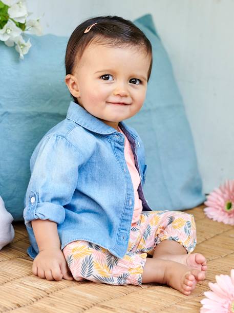 Chemise en jean délavé bébé fille personnalisable DENIM BLEACHED - vertbaudet enfant 