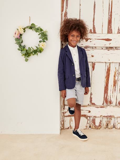 Veste garçon cérémonie en coton/lin beige+beige clair+bleu+marine foncé+vert sauge - vertbaudet enfant 