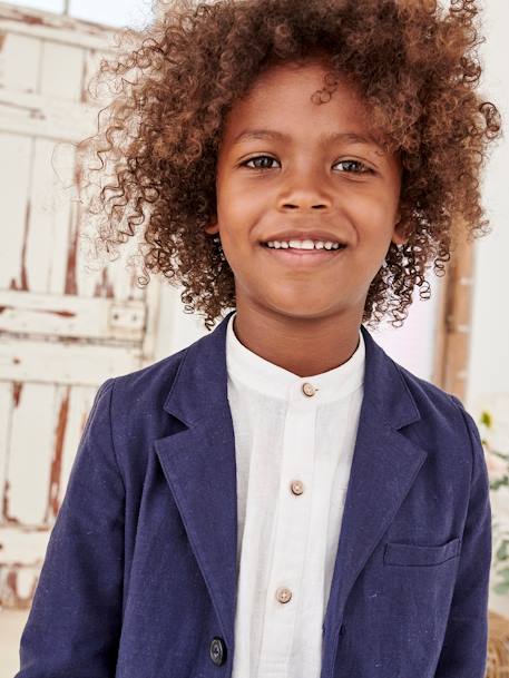 Veste garçon cérémonie en coton/lin beige+beige clair+bleu+marine foncé+vert sauge - vertbaudet enfant 