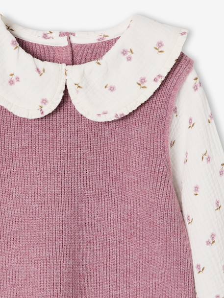 2-in-1 jumper for girls lilac+navy blue+tomato red - vertbaudet enfant 