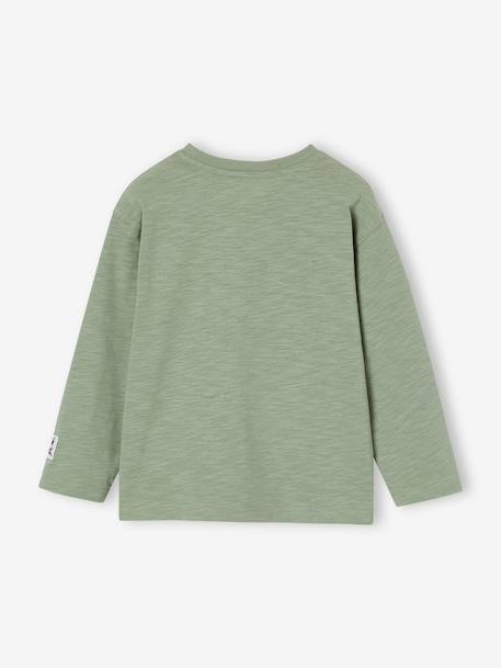 T-shirt manches longues floqué garçon bois de rose+vert sauge - vertbaudet enfant 