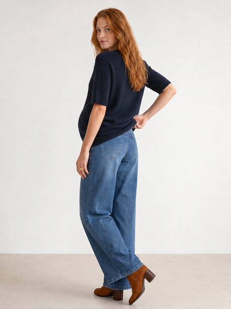 Short-sleeved maternity jumper navy blue - vertbaudet enfant 