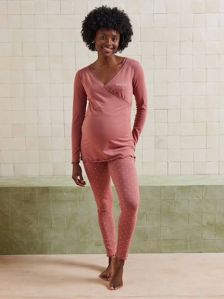 Ensemble 2 pièces pyjama grossesse et allaitement coton biologique* vieux rose - vertbaudet enfant 