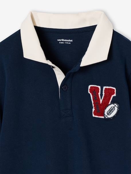 Long-sleeved polo shirt for boys navy blue - vertbaudet enfant 