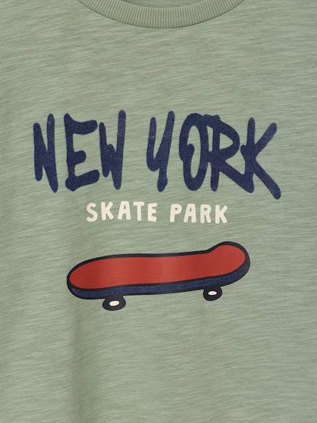 Flocked Long-Sleeved T-Shirt for Boys dusky pink+sage green - vertbaudet enfant 