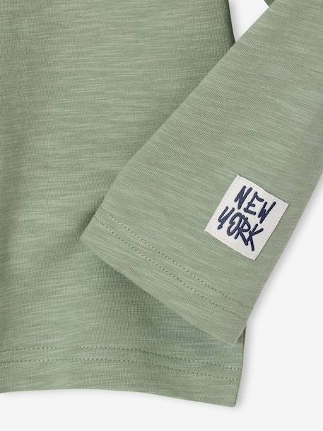 Flocked Long-Sleeved T-Shirt for Boys dusky pink+sage green - vertbaudet enfant 