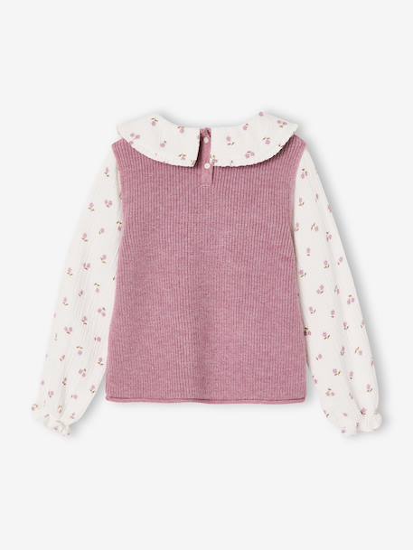 2-in-1 jumper for girls lilac+navy blue+tomato red - vertbaudet enfant 