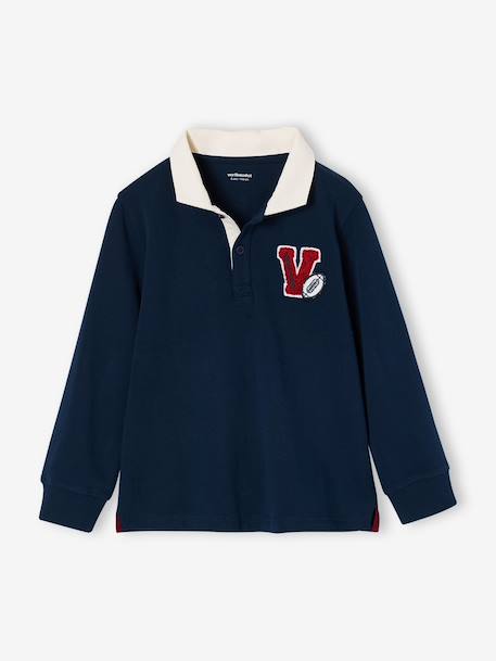 Long-sleeved polo shirt for boys navy blue - vertbaudet enfant 