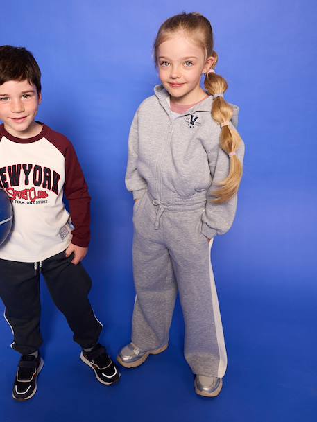 Wide-leg joggers for girls marl grey - vertbaudet enfant 