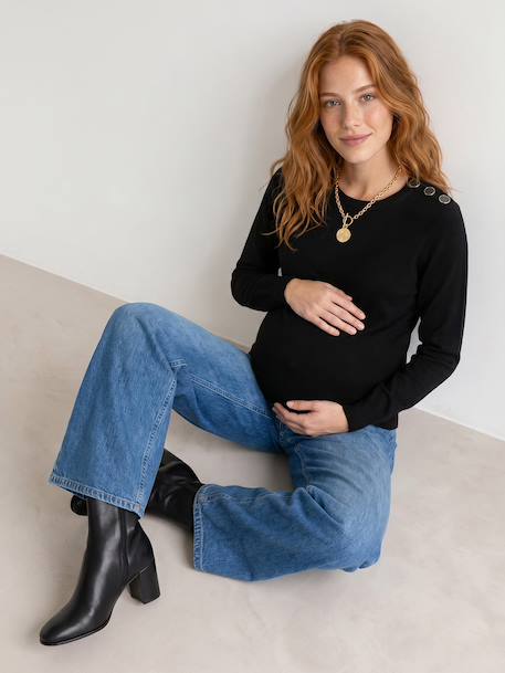Pull de grossesse noir+vert - vertbaudet enfant 