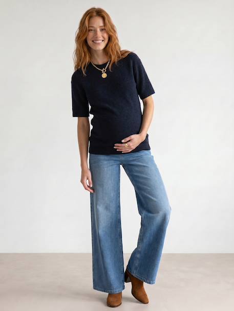 Short-sleeved maternity jumper navy blue - vertbaudet enfant 