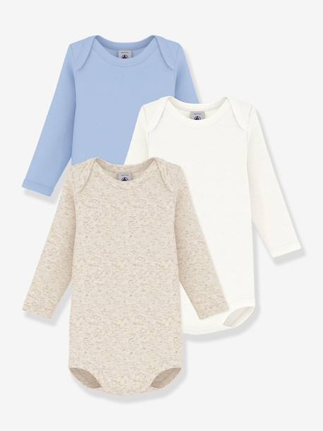 Pack of 3 long-sleeved bodysuits PETIT BATEAU beige - vertbaudet enfant 