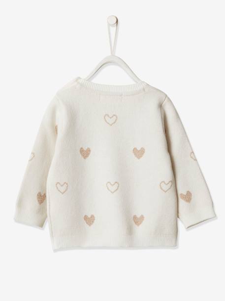 Jumper with Jacquard Knit Hearts for Baby Girls White - vertbaudet enfant 