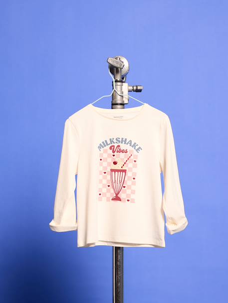 Long-sleeved T-shirt for girls ecru - vertbaudet enfant 