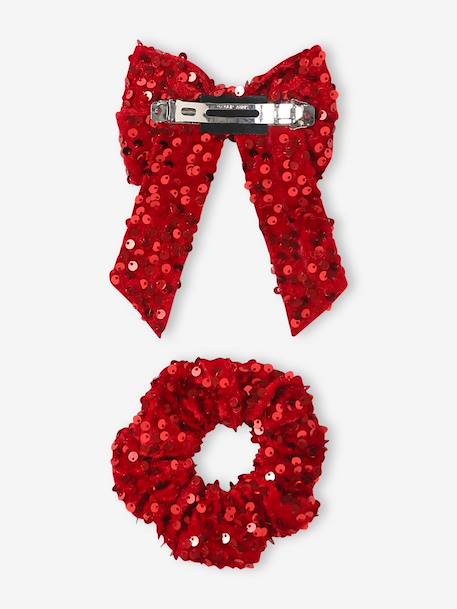 Barrette et chouchou à sequins rouge - vertbaudet enfant 