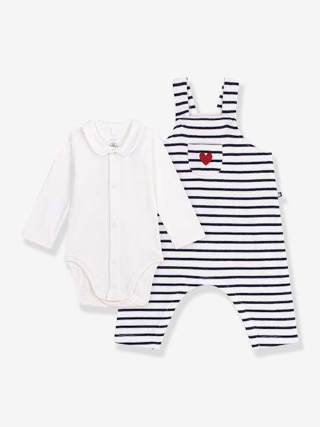 Dungarees and bodysuit set PETIT BATEAU white - vertbaudet enfant 