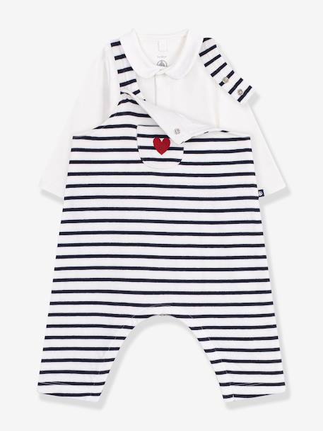 Dungarees and bodysuit set PETIT BATEAU white - vertbaudet enfant 