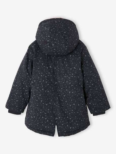 Romantic Hooded Parka for Girls anthracite+green+navy blue - vertbaudet enfant 