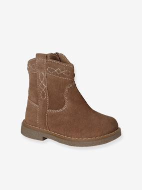Chaussures premiers pas bébé boots cuir - vertbaudet enfant -Chaussures premiers pas bébé boots cuir