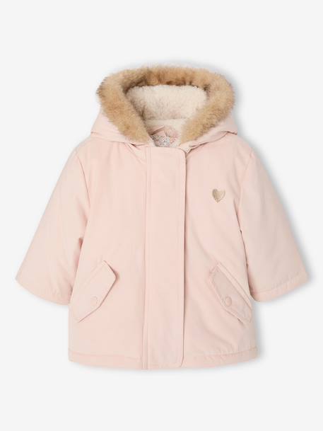 Parka + doudoune fine bébé 3 en 1 olive+rose poudré+vieux rose - vertbaudet enfant 