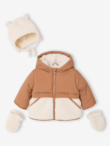 Puffer jacket with hat and mittens for baby boys hazel - vertbaudet enfant 