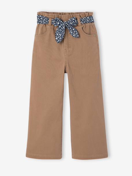 Pantalon large fille camel+rose poudré - vertbaudet enfant 