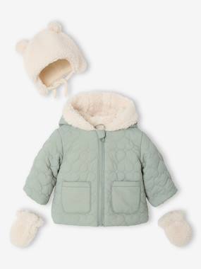 -Doudoune bébé fille avec bonnet et moufles