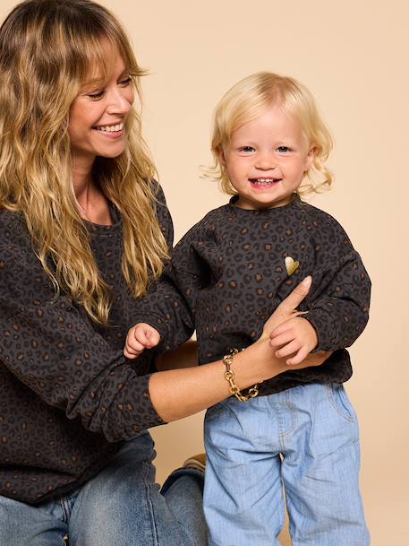 Sweat bébé léopard capsule mère- fille beige+gris foncé - vertbaudet enfant 