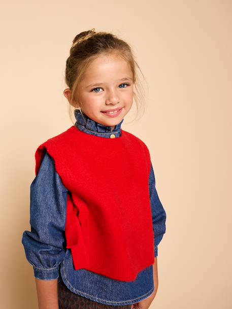 Sleeveless jumper for girls red - vertbaudet enfant 