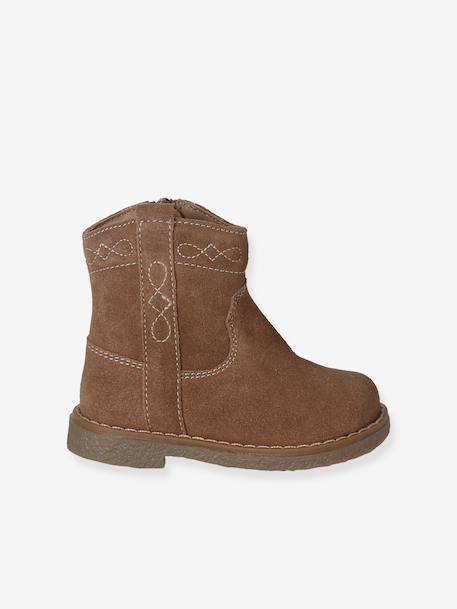 Chaussures premiers pas bébé boots cuir marron - vertbaudet enfant 