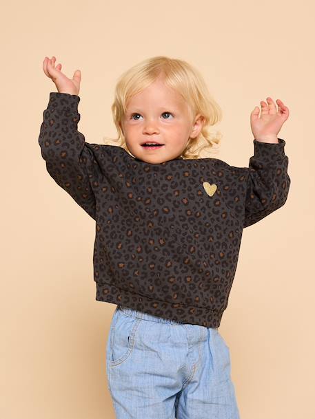 Sweat bébé léopard capsule mère- fille beige+gris foncé - vertbaudet enfant 