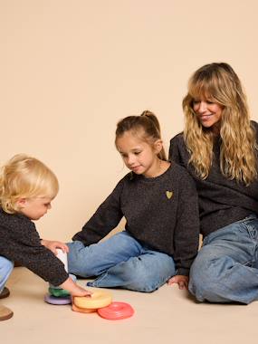 Leopard-print sweatshirt with heart motif for girls, from the Mum and Daughter collection, ENVIE DE FRAISE - vertbaudet enfant