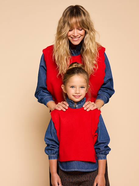 Sleeveless jumper for girls red - vertbaudet enfant 