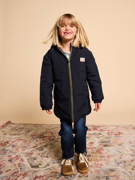 Reversible parka for kids khaki - vertbaudet enfant 