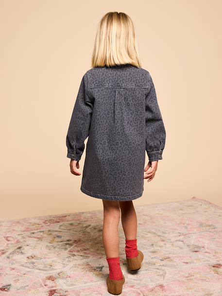Printed dress for girls denim grey - vertbaudet enfant 