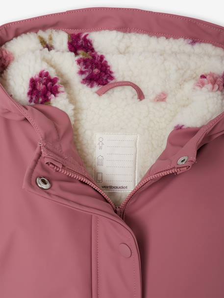 Raincoat with Sherpa Lining for Girls anthracite+green+indigo+mauve+multicoloured - vertbaudet enfant 